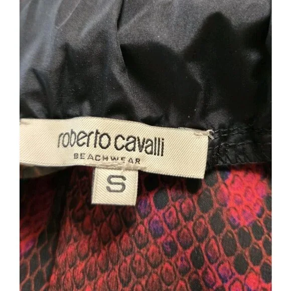 Roberto Cavalli Beach Women Wide Leg Pants Size Small Red Snake Print Semi Sheer - Picture 5 of 9